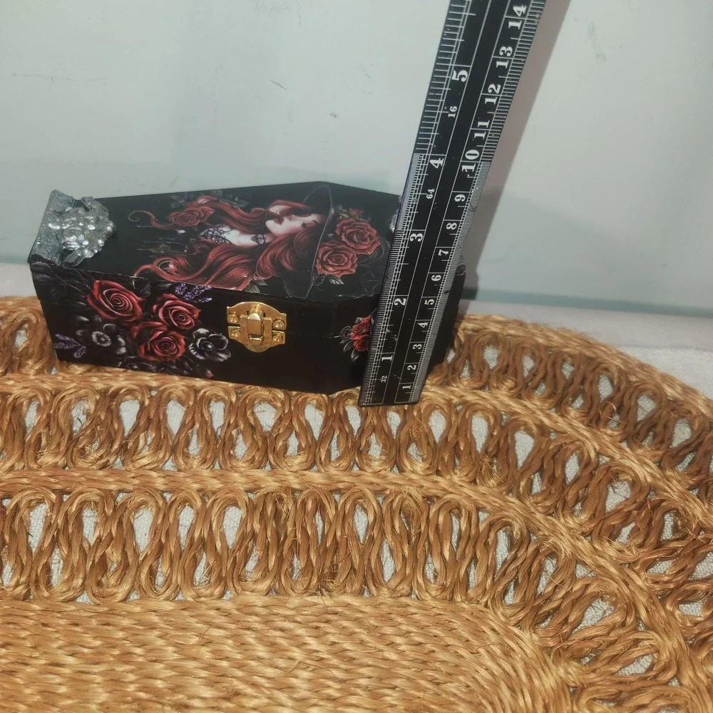 Goth Art Piece Wood Jewelry Box Size 6inx3inx2in